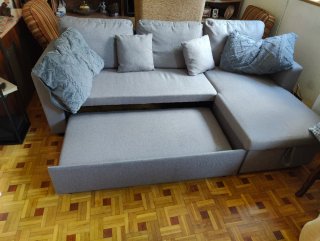 Sofá cama chaise longue gris