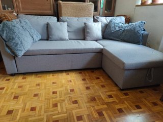Sofá cama chaise longue gris