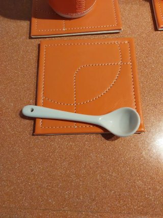 Juego 4 Tazas Café con Posavasos Naranja