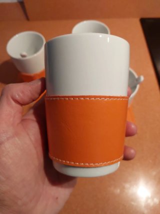 Juego 4 Tazas Café con Posavasos Naranja