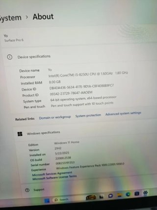 Microsoft Surface Pro 6 Plata 128GB i5 8GB RAM
