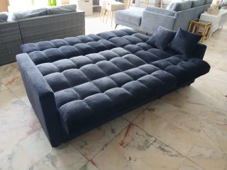 Sofá Cama Chaise Longue Kris Negro/Gris