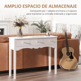 Tavolo consolle in legno bianco