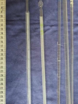 Pipetas de cristal para química
