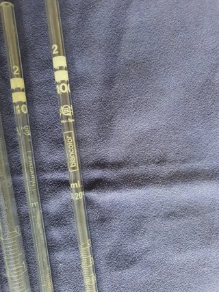 Pipetas de cristal para química
