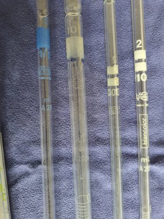 Pipetas de cristal para química