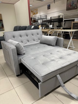 Sofá Cama Gris Capitoné