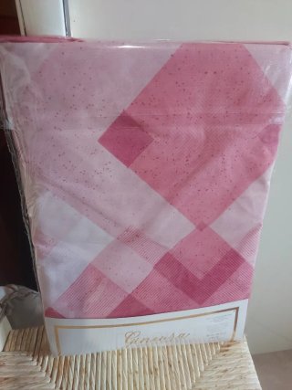 Trapuntino singolo rosa + lenzuolo grigio