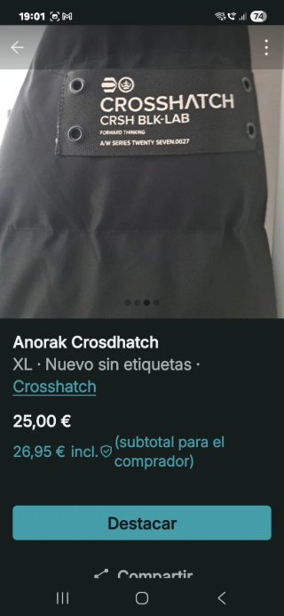 Anorak hombre XL Crosshatch negro