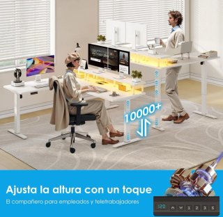 Escritorio elevable L OffiGo 150x120cm LED