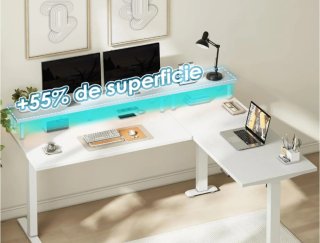 Escritorio elevable L OffiGo 150x120cm LED