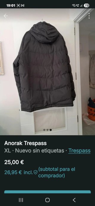 Anorak Trespass XL Gris Nuevo sin etiquetas