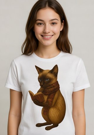 Camiseta Gato Lector Talla Única