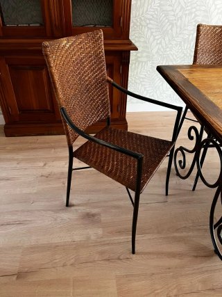 6 Sillas Comedor Ratán y Metal