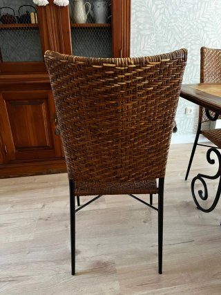 6 Sillas Comedor Ratán y Metal