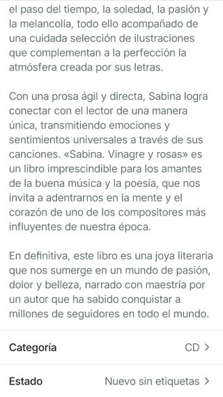 Libro original nuevo Vinagre y Rosas de Sabina.