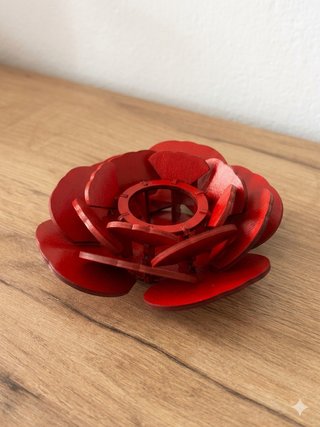 Portacandele Rosa Legno Rosso