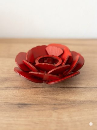 Portacandele Rosa Legno Rosso