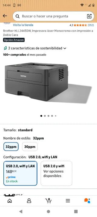 Impresora Brother HL L2445DW.  Con 250 copias