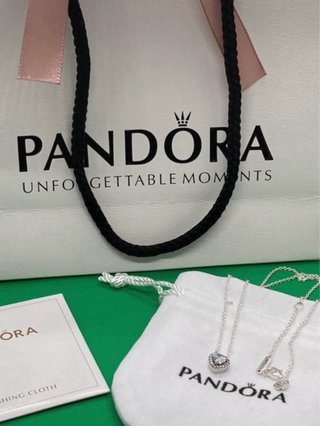 Collar Pandora plata de ley Corazon con Brillante