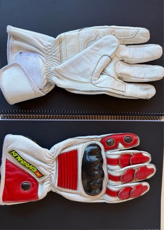 Guantes Moto Garibaldi Rojos y Blancos, talla 10