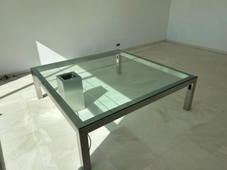 Mesa de cristal y acero inoxidable XXL