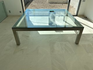 Mesa de cristal y acero inoxidable XXL