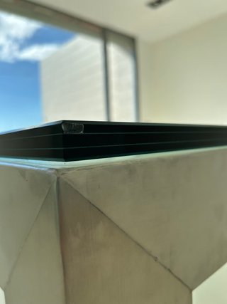 Mesa de cristal y acero inoxidable XXL