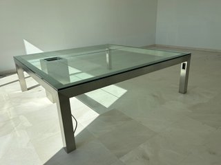 Mesa de cristal y acero inoxidable XXL
