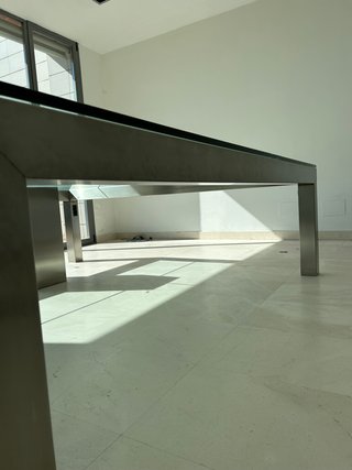 Mesa de cristal y acero inoxidable XXL