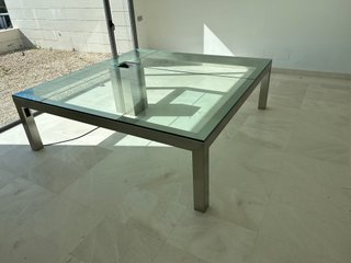 Mesa de cristal y acero inoxidable XXL