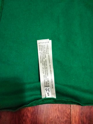 Blusa Uterqüe verde punto algodón y seda