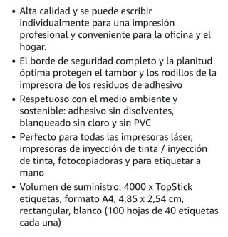 Etiquetas Autoadhesivas TopStick A4