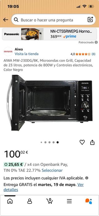 Microondas Digital Aiwa 23L con Grill