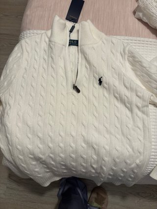 Jersey Polo Ralph Lauren cremallera blanco