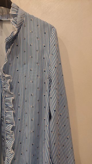Camicia donna azzurra con volant taglia L