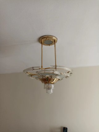 Lámpara Techo Vintage Cristal y Metal Dorado