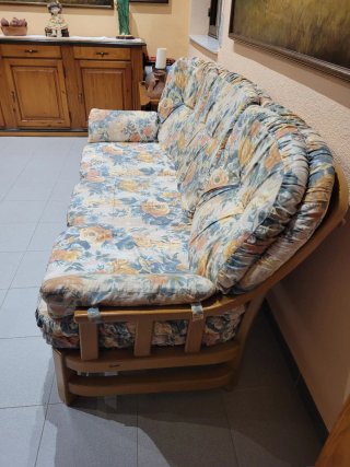 Sofá 3 plazas madera estampado