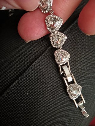 Pulsera Corazones Brillantes Plata