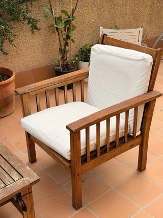 Conjunto Muebles Jardín Madera y Tela