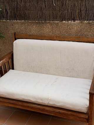 Conjunto Muebles Jardín Madera y Tela