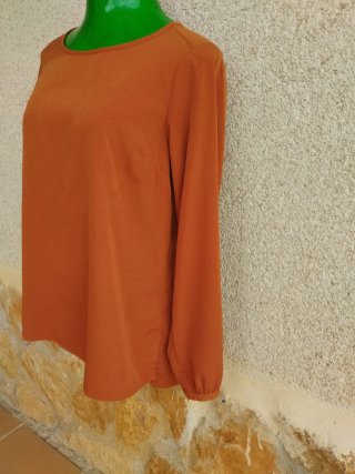Blusa fluida Lefties S naranja teja  Camicia donna