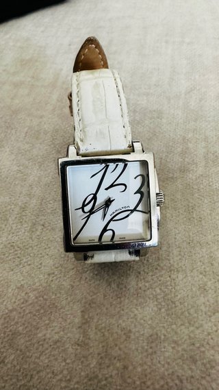 Reloj Hamilton Cuadrado Blanco Mujer