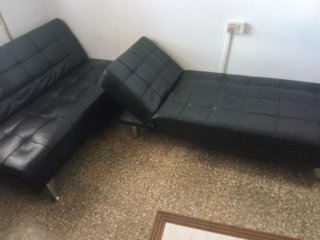 Sofá Cama Cuero Negro
