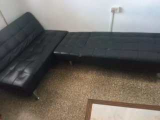 Sofá Cama Cuero Negro