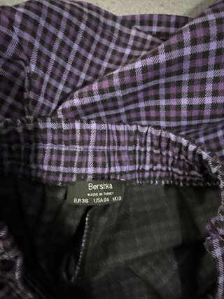 Falda cuadros morada y negra