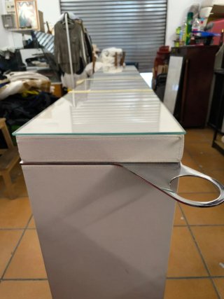Tavolo consolle moderna in cristallo bianco 211 cm