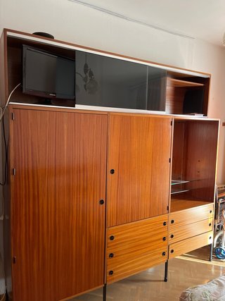 Mueble vintage madera y cristal