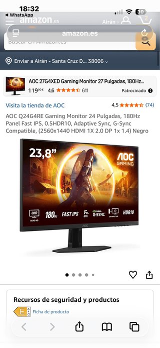 Monitor Gaming AOC Q24G4RE 24 180Hz