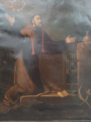 Antiguo óleo S. Francisco estigmatizado